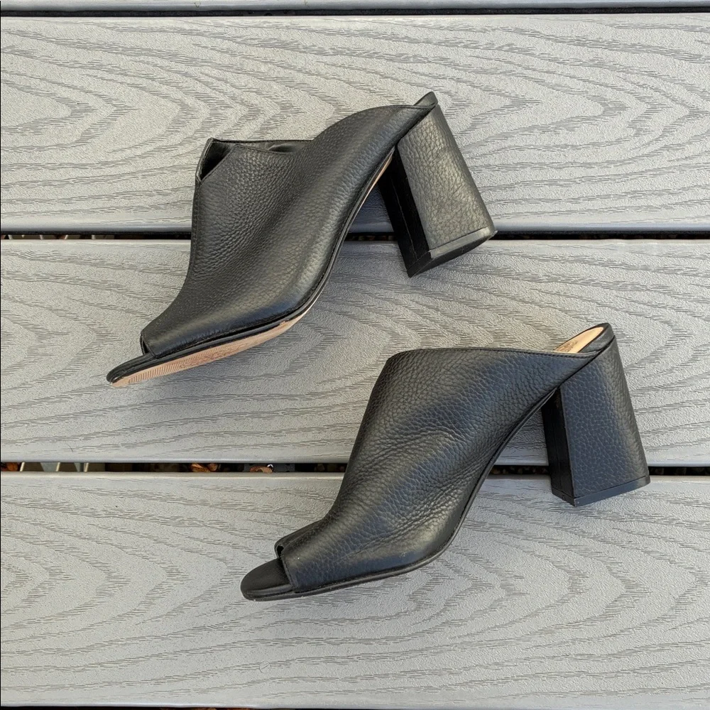 Vince Camuto Leather Open Toe Mules Black Size 9 - Picture 4 of 16
